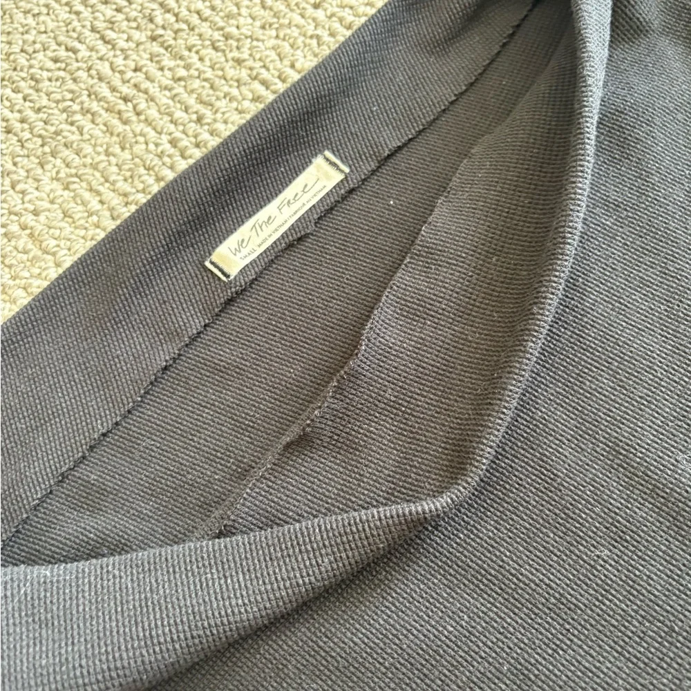 Free People Black Boatneck Knit Top